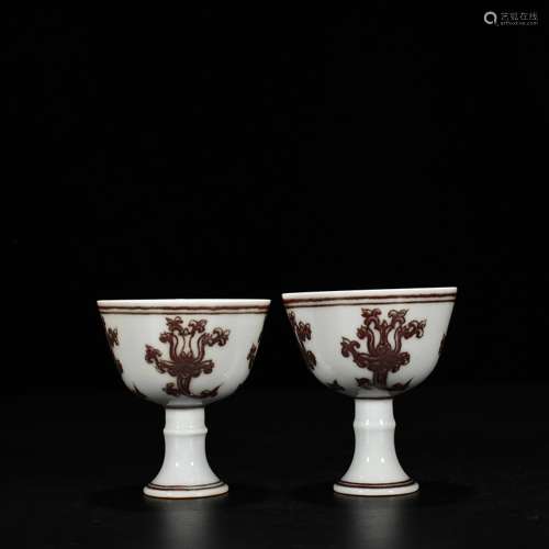 Chenghua youligong fold branch flowers grain footed cup 1200...