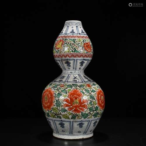 Blue and white color around peony lines gourd bottle 48 * 24...