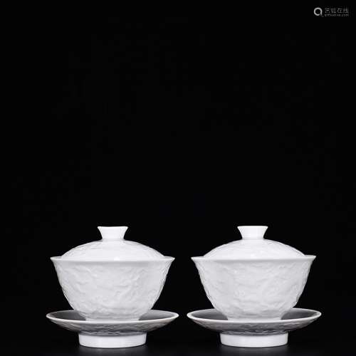 Chenghua sweet white glazed relief ssangyong grain tureen (d...