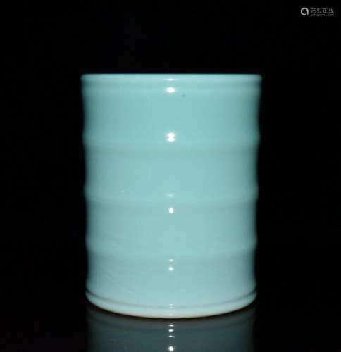Turquoise glazed bamboo pen container x10.8 13.3 1200 cm