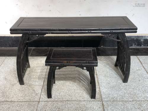旧藏小叶紫檀竹节琴桌