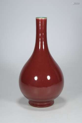 清乾隆霁红釉描金口胆瓶
