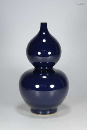 清乾隆霁蓝釉鎏金底金口葫芦瓶