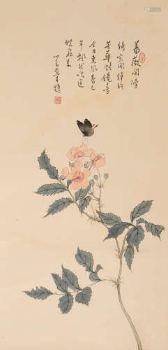 溥儒 (1896-1963) 蔷薇蝴蝶