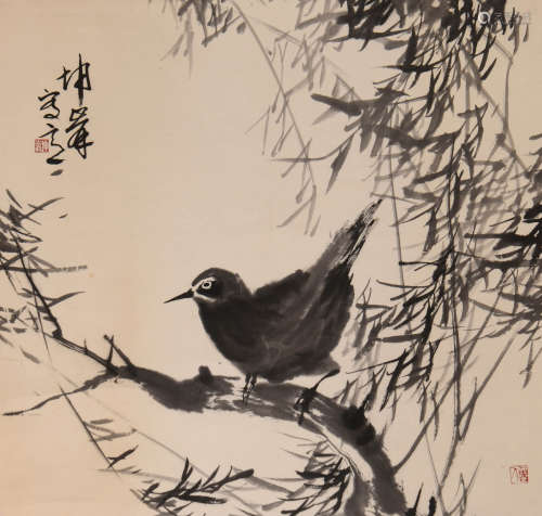 卢坤峰 (b.1934) 竹子小鸟