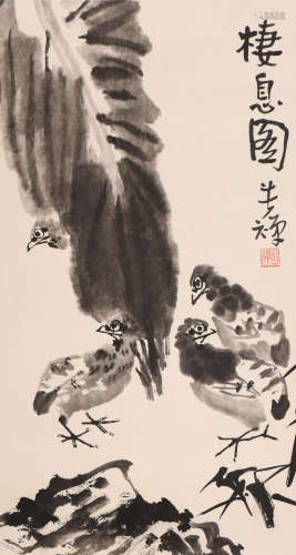李苦禅 (1899-1983) 栖息图