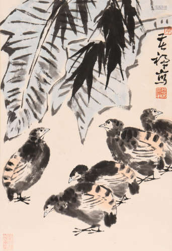 李苦禅 (1899-1983) 芭蕉雏鹰图