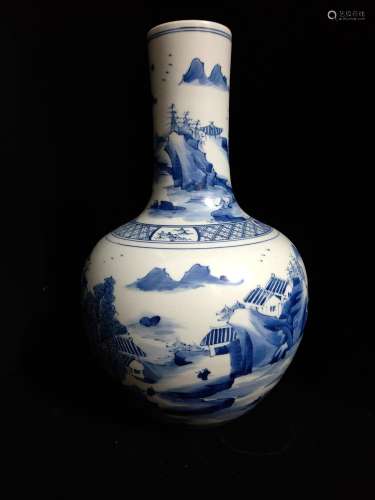 Tree, blue and white hand, landscape characters.36 CM high, ...