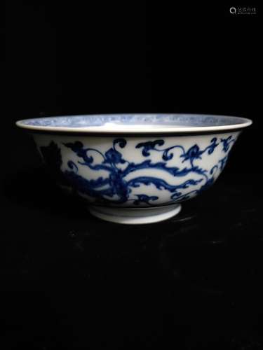 Wear flower bowl, blue and white hand, chicken.8.5 CM high, ...