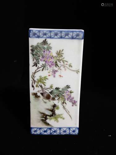 Meike cen, blue and white enamel hand-painted, flowers and b...