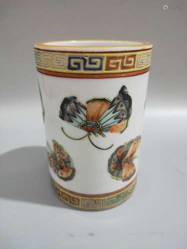 , pastel hand-painted, butterfly pen container.7.6 CM high, ...