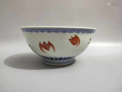 , blue and white enamel hand-painted, nine bowl.6.8 CM high,...