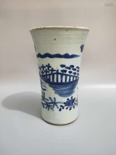 Buy a line, blue and white hand, brush pot.11 CM high 18.5 C...
