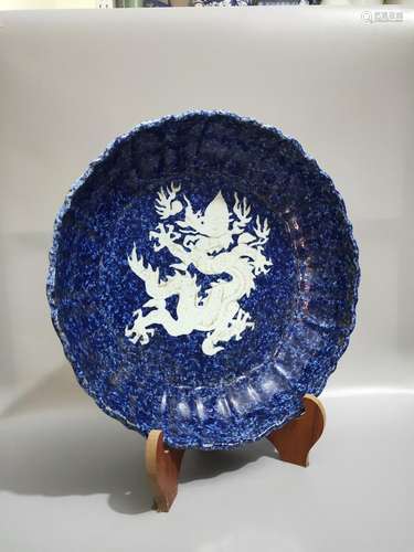 A line of acquisition, snow blue hand-cut, dragon.7 CM high,...