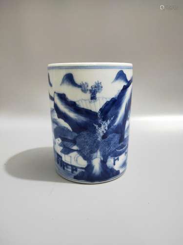 Blue and white hand, and pen container.11 CM high, diameter ...