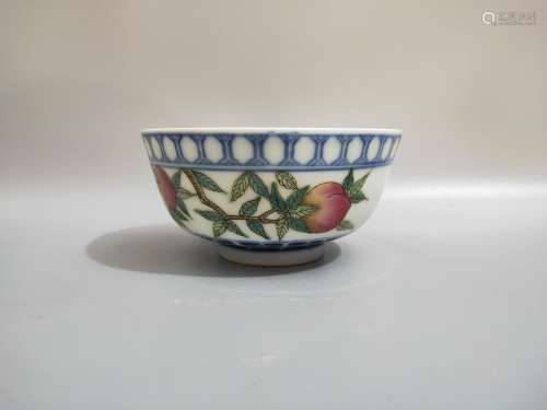 , blue and white enamel handpainted bowl.5.5 CM high, diamet...