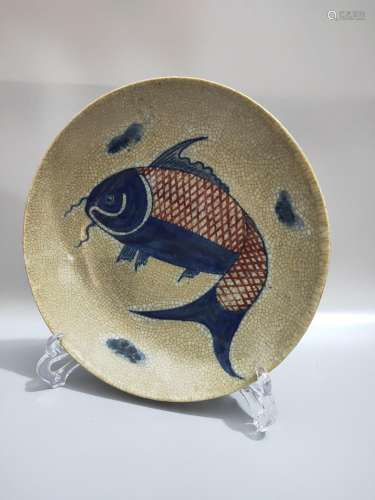 A gleam of acquisition, blue and white hand draw fish dish.5...