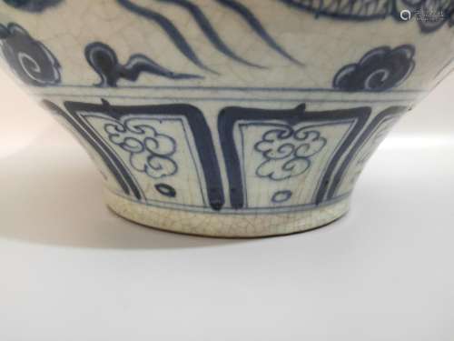 Blue and white dragon grain filling and hand draw, 21 CM, di...