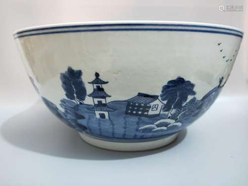 , blue and white hand, landscape cocktail big bowl.17 CM hig...