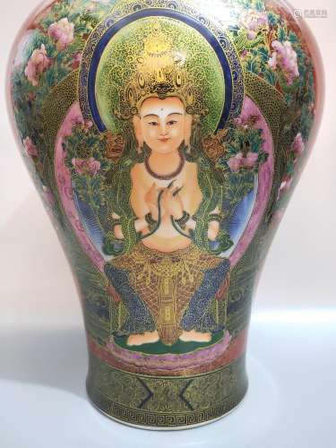 The plum bottle, fuels the hand-drawn characters.38 CM high,...
