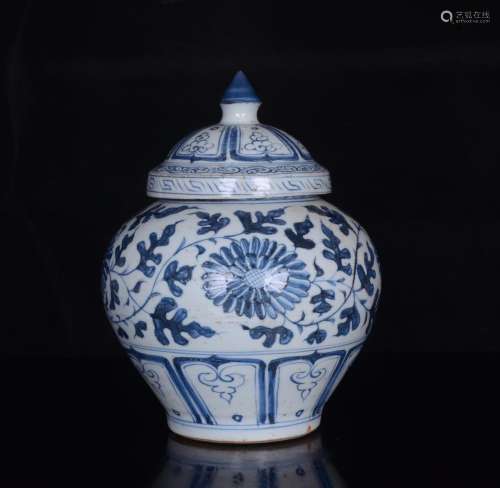 Blue and white tie chrysanthemums lines cover pot;X17;843006...