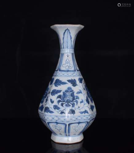Blue and white tie peony lines okho spring bottle;30.5 x17;8...