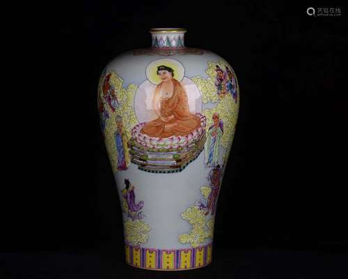 Pastel colored enamel stroke color of gold shakyamuni Buddha...