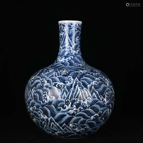 Blue sea hill tree antique vase 190807 antique collection of...