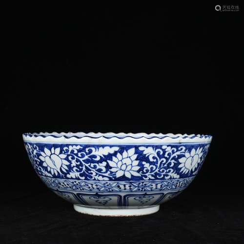 Blue blue white unicorn phoenix grain bowl antique vase 1908...