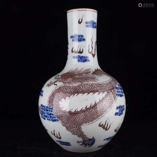 Blue and white youligong red dragon grain tree21 * 36 cm1500