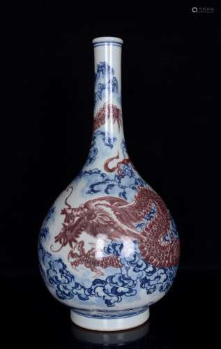 Blue and white youligong YunLongWen flask;40.5 x21;847000233...