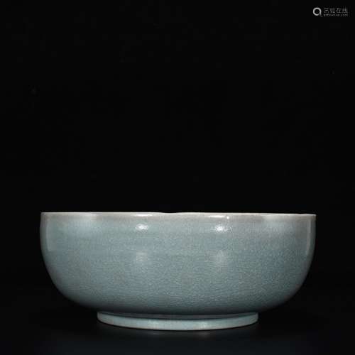 Your kiln azure glaze kwai mouth bowl (MiFei calligraphy tow...