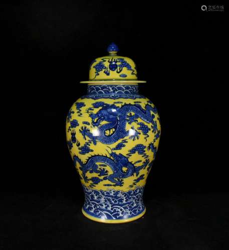 Yellow glaze blue tank 48 x25cmh1000 wulong general