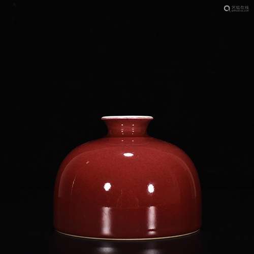 Ji red glaze white statue of (imperial inscriptions)10 cm hi...