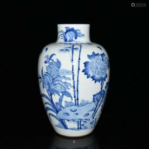 Blue and white flowers and birds wax gourd 28.5 x18cm 4200 c...