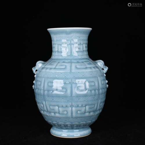 The azure glaze carving ears and antique vase 190817 antique...