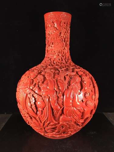 Tree red glaze embossed characters18000