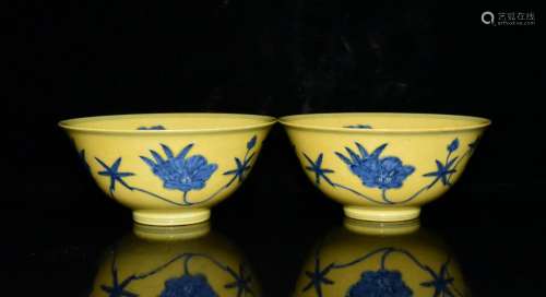Chenghua yellow glaze porcelain okra green-splashed bowls a ...
