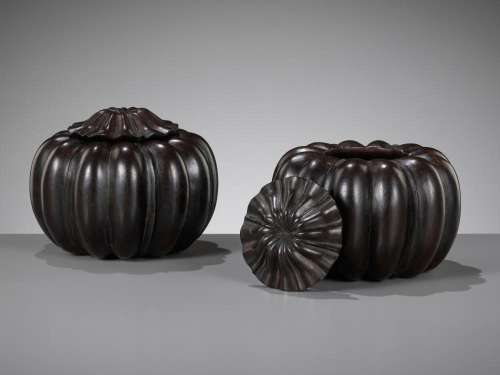 A PAIR OF ZITAN WEIQI COUNTER CONTAINERS, WEIQIZIHE, 17TH-18...