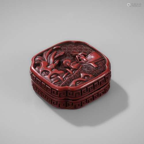 A SMALL CINNABAR LACQUER BOX AND COVER, YUAN TO EARLY MING D...
