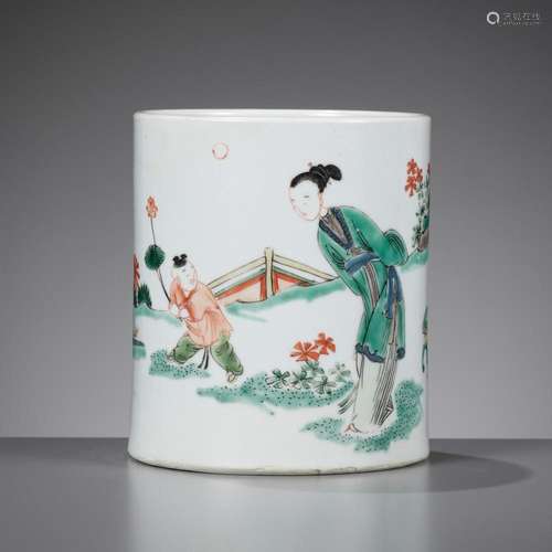 A FAMILLE VERTE BRUSHPOT, BITONG, KANGXI PERIOD