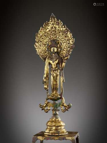 A LARGE GILT-BRONZE FIGURE OF AVALOKITESHVARA, SUI DYNASTY, ...