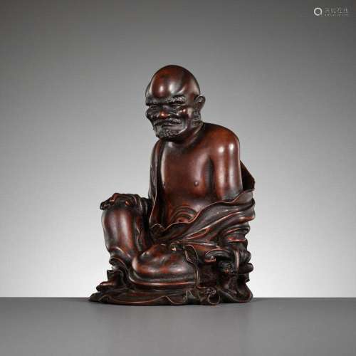 A HARDWOOD FIGURE OF VIJRAPUTRA, LATE MING DYNASTY TO EARLY ...