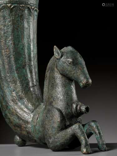 A HORSE-FORM BRONZE RHYTON, CENTRAL ASIA, C. 1000 AD