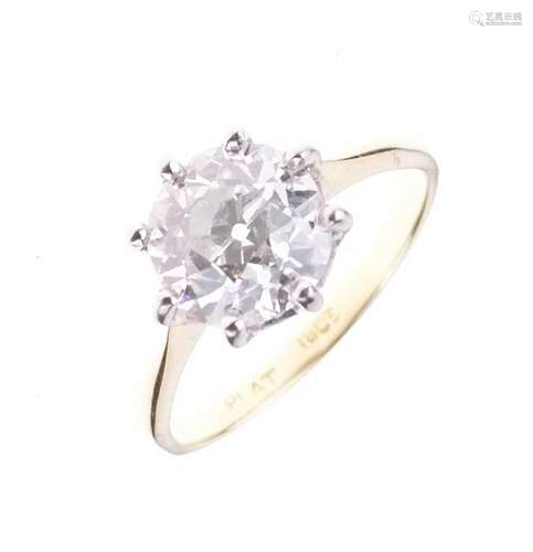 Diamond single-stone ring, stamped 18ct and Plat