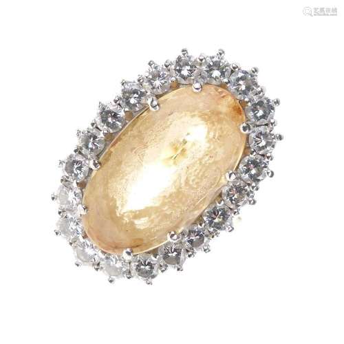Topaz and diamond cluster ring