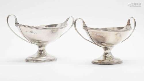Pair of Victorian silver pedestal dishes, London 1881