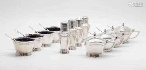 Keith Murray - silver Art Deco twelve-piece condiment set