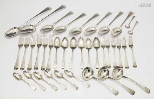 Assortment of George III and later silver flatware