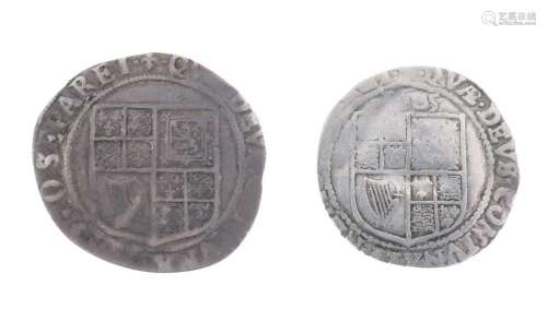 King James I silver shilling and silver sixpence